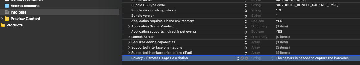Camera Usage Description
