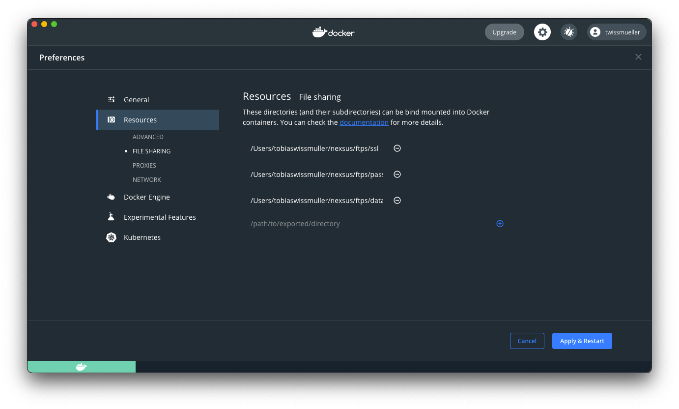 Docker-Einstellungen